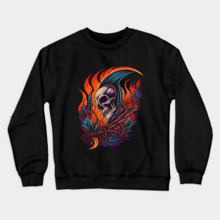 Skull in Fire Crewneck Sweatshirt